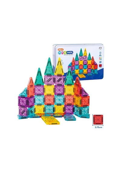 Seyahat Tipi Metal Kutulu Mini Magnetic Yapı Blokları 3d Puzzle 49 Parça