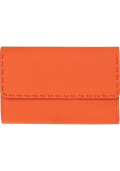 Bloominbag Arc Wallet Terracotta Pebble Hakiki Deri Kartlıklı Manyetik Cüzdan Turuncu