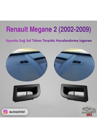 Renault Megane 2 2002-2009 Uyumlu Torpido Havalandırma Izgarası Sağ Sol Takım
