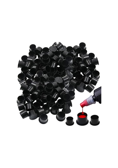 250 Adet - 11 Çap Ayaklı Pota Siyah Küçük Boy Pigment Kabı - Dövme Potası