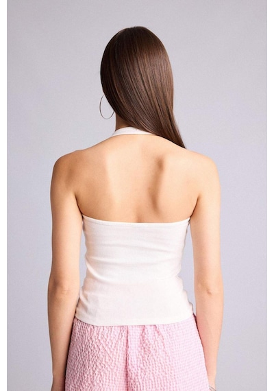 Defacto Fıtted Halter Yaka Fitilli Kaşkorse Atlet H8088ax26smwt32 Beyaz-wt32