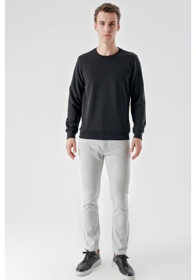 Slimfit Bisiklet Yaka Düz Renk 2 İplik Erkek Sweatshirt 001