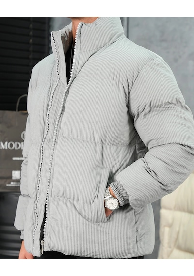 Modefendi Yüksek Kalite Oversize Elyaf Yapılı Kadife Mont Gri