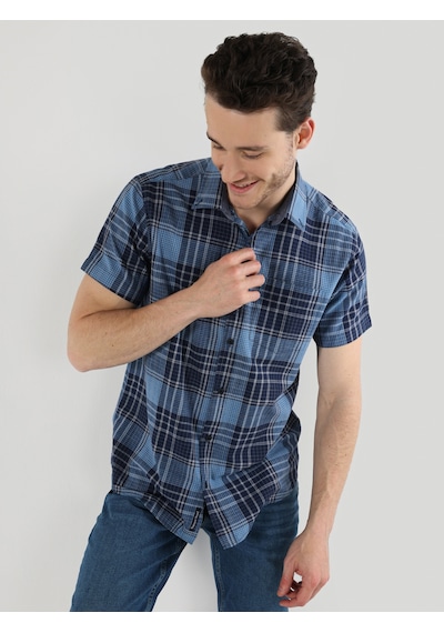 Colin's Regular Fit Çizgili Lacivert Erkek Kısa Kol Gömlek CL1063184_Q1.V1_NAV