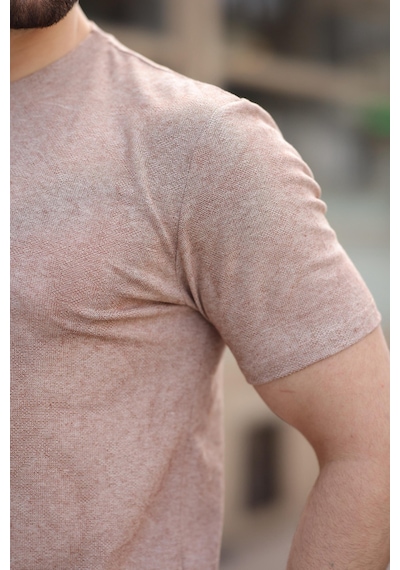 Madmext Kahverengi Basic Erkek T-shirt E7131 Kahverengi