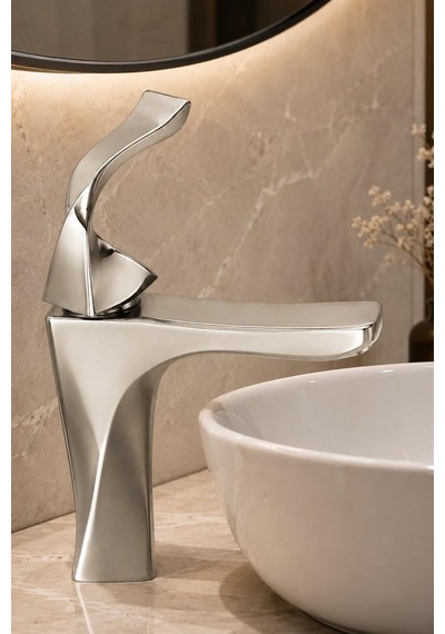 Fexo Kısa Lavabo Bataryası Mat Nıkel Mat Nikel