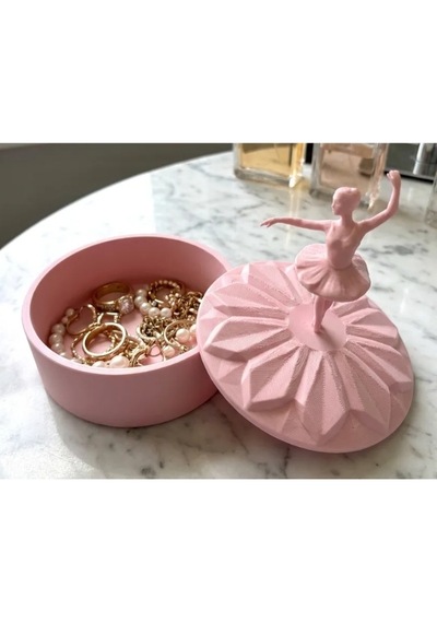 Mat Pembe Balerin Figürlü Takı Kutusu