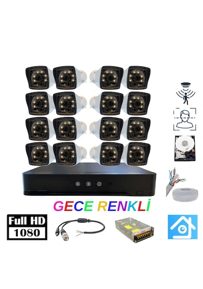 5mp Lens 1080p Warm Led 16 Kamera 2tb Hdd Güvenlik Kamerası Seti