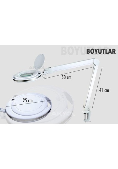 Loyka Ayarlanabilir 90 Led Işık Seviyeli Masaüstü Büyüteç 8x