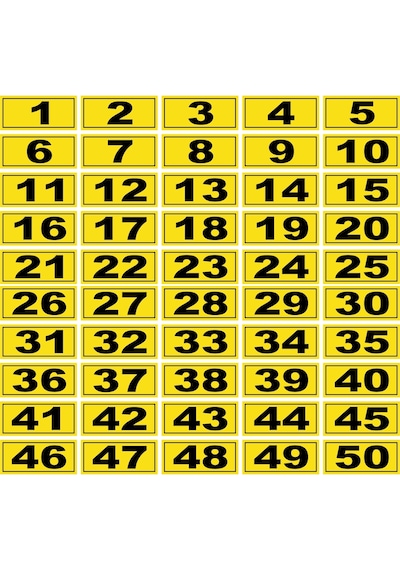 Posta Kutusu Numarası 3,9 Cm X 1,7 Cm 1-50 Adet Yapışkanlı Numara
