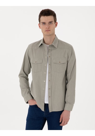 Pierre Cardin Erkek Açık Haki Gömlek Jean 50305630-vr183 Açık Haki