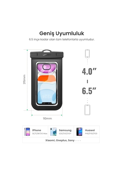 Ugreen Su Geçirmez Telefon Kılıfı Şeffaf, 60959 Şeffaf