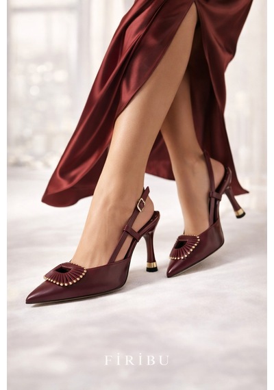 Firibu Premium Sivri Burun Stiletto Topuklu Kadın Ayakkabı Şık Abiye Davet Gece Modeli Arıcı-cbell Bordo
