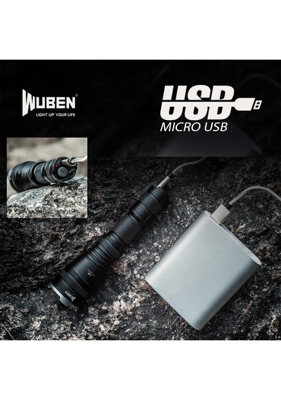 Wuben L60 - 1200 Lümen Uçak Sınıfı Zoomlu Şarjlı El Feneri Siyah