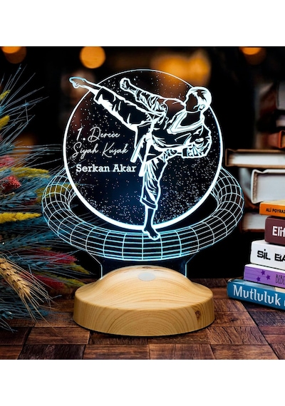 Sevgilambası Karateci Hediyesi, Karate Tekvando Judo Sporcuya Hediye 3d Led Lamba Çok Renkli