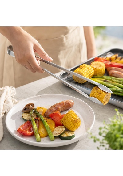 Paslanmaz Çelik Mangal Maşası, Et Tavuk Izgara Maşa 30 Cm, Tek Parça, Premium Kalite Çok Renkli