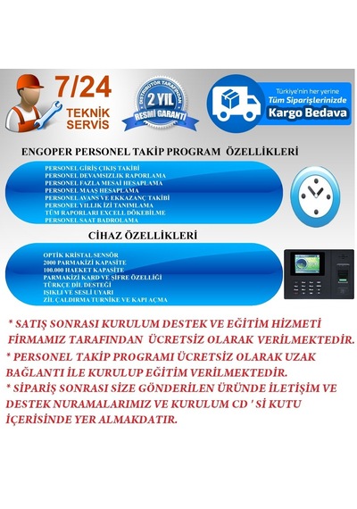 Bataryalı Kart Okutmalı Parmakizli Personel Takip Sistemi