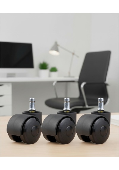 3 Adet Büro Tipi Pimli Plastik Koltuk Sandalye Tekeri 50mm Diğer
