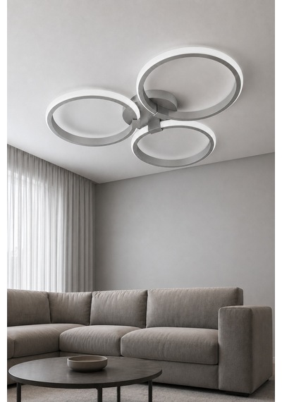 Yuno Led Plafonyer Avize Beyaz Işık Gri