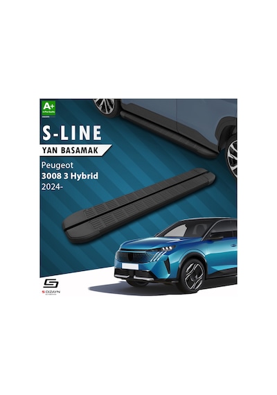 S-dizayn Peugeot 3008 3 Hybrid S-line Siyah Yan Basamak 183 Cm 2024 Üzeri A+ Kalite