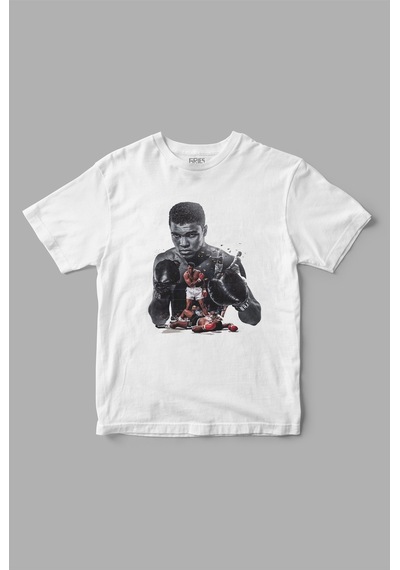 Muhammed Ali Baskılı Tişört Beyaz