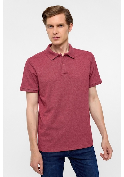 Süvari Koyu Bordo Regular Armürlü Polo Yaka Tişört-37210 Koyu Bordo