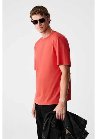 Grımelange Mocassın Erkek %100 Pamuk Baskılı Relaxed Fit Yuvarlak Yaka Kısa Kollu Kırmızı T-shirt KIrmızı
