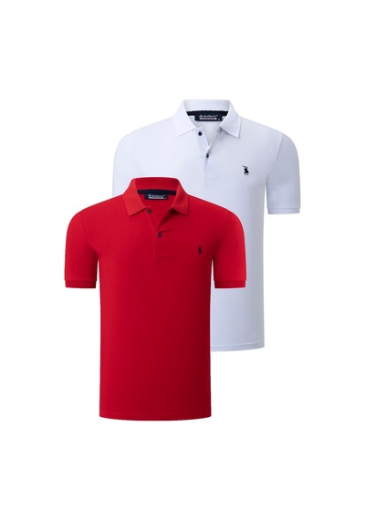 İkili Set T8561 Dewberry Erkek Tshırt-beyaz-kırmızı