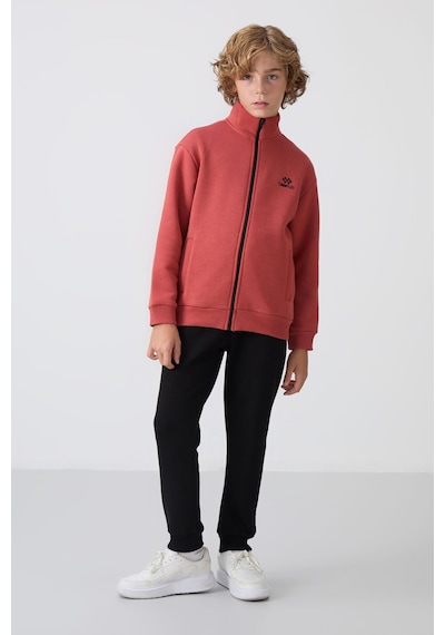 TOMMYLIFE Kiremit-siyah Pamuklu Kalın İçi Tüylü Standart Fit Nakışlı Erkek Çocuk Eşofman Takım - 11256 TOMMYLIFE Kiremit-siyah Pamuklu Kalın İçi Tüylü Standart Fit Nakışlı Erkek Çocuk Eşofman Takım - 11256