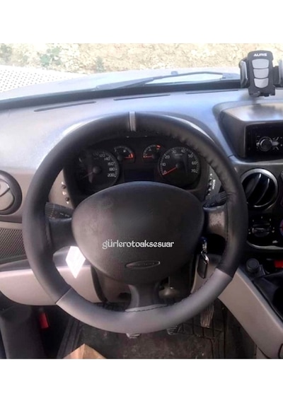 Fiat Doblo Uyumlu Dikmeli Direksiyon Kılıfı Iki Renkli Gri Yüzüklü