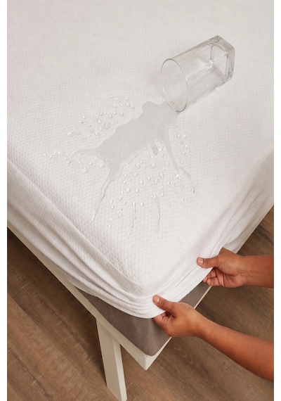 Elovias Sıvı Geçirmez Fitted Bazalı Honeycomb Desenli Yatak Alez Seti Fitted Bazalı Alez Ve 2'li Yastık Alez Koruyucusu Beyaz Tek Kişilik - Çift Kişilik