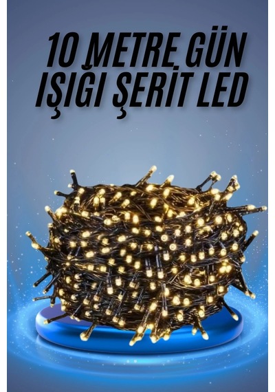 Led Işık Ağaç Süsleme Ampüllü Dekoratif Aydınlatma 10 Metre Gün Işığı Siyah 10169526