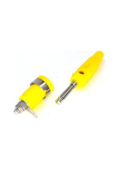 4mm Banana Silikonlu Ve 4mm Korumalı Born Takım Sarı