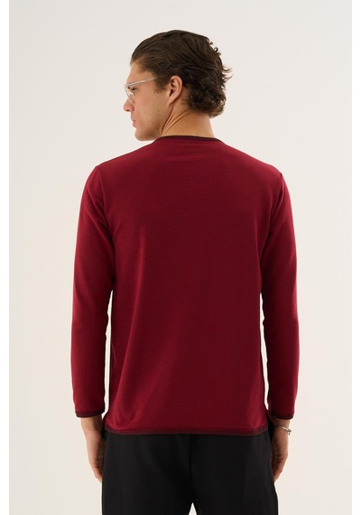 Alexandergardi Waffle Kumaş Düğmeli Yaka Uzun Kollu Sweatshirt Bordo