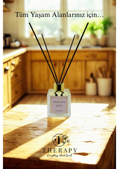Therapy Smell, Angels Grace - Lüks Çubuklu Oda Kokusu / 120 Ml / Extra Clear Kare Cam Şişe / Metal Altın Kapak Bergamot - Paçuli