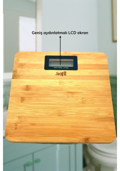 Sylar Techfit Bambu Banyo Baskülü Yüksek Hassasiyetli Darbelere Dijital Dayanıklı Terazi Tf 1065 M