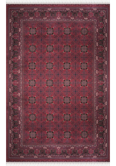 Apex Halı Bruj Bambu Viscon Halı 8731bu Bordo Renkli