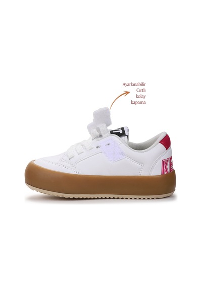 Kiko Kids Rida Günlük Bağcıklı Kız Çocuk Spor Ayakkabı Beyaz - Fuşya Beyaz - Fuşya