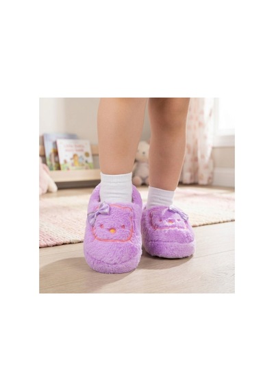 Modafocus Kız Çocuk Kedi Figürlü Peluş Panduf - Mor Mor