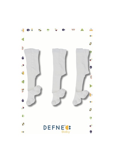 Defne Baby 3 Adet Pamuklu Jakar Desenli Unisex Çocuk Ve Bebek Külotlu Çorap Sade