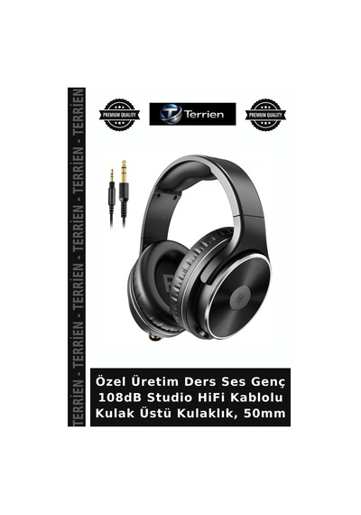 Özel Üretim Ders Ses Genç 108db Studio Hifi Kablolu Kulak Üstü Kulaklık, 50mm