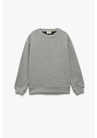 Koton Erkek Çocuk Uzun Kollu Bisiklet Yaka Basic Sweatshirt Gri