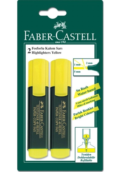 Faber Castell Fosforlu Kalem Sarı 2 Adet Sarı