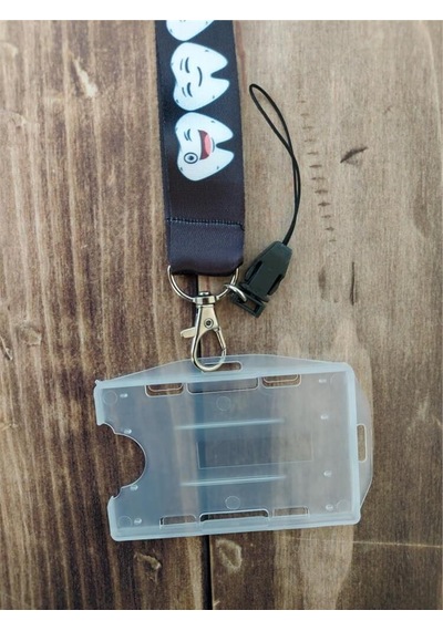 Sevimli Dişler Kart Askısı Yaka Kartı Boyun Askı İpi Telefon Askısı Yatay Dikey Kart Koruyucu