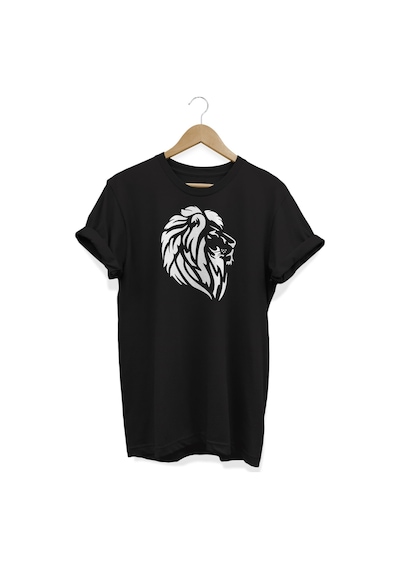 Aslan Kral Baskılı Siyah T-shirt Siyah
