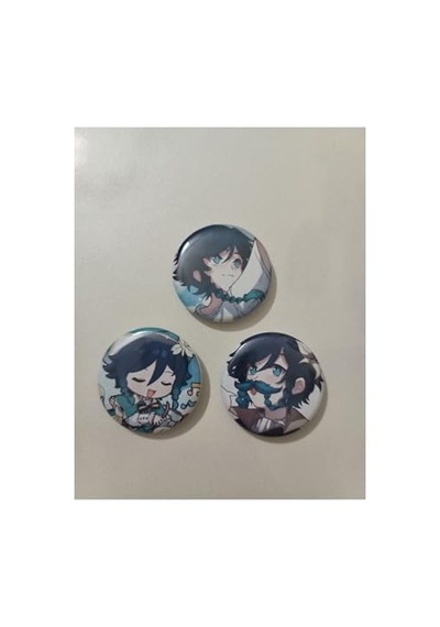 Genshin Impact Venti Anime Buton Rozet 37mm 3 Adet Açık Kahverengi