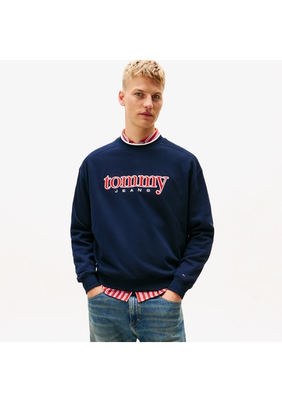 Tommy Hilfiger Erkek 90s Texture Graphic Erkek Lacivert Sweatshirt Dm0dm22373