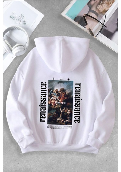 Macklin Unisex Kadın Erkek Renaissance Özel Tasarım Baskılı Kapşonlu Sweatshirt Beyaz Mck0864 Beyaz
