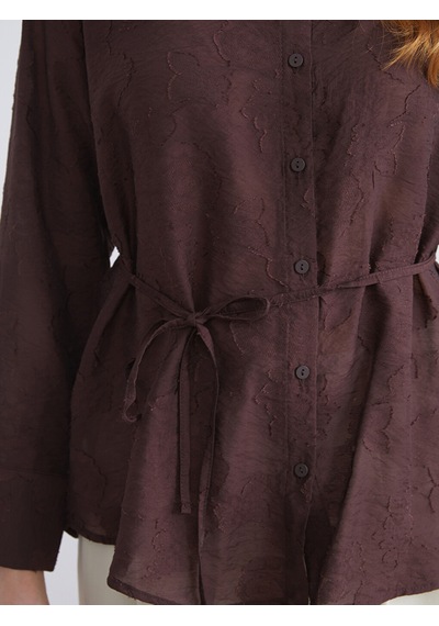 Lcwaıkıkı Classic Bordo Desenli Kadın Gömlek