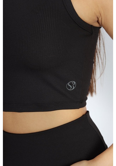 Soft&Basic Halter Yaka Esnek Kaşkorse Kumaş Siyah Atlet Siyah